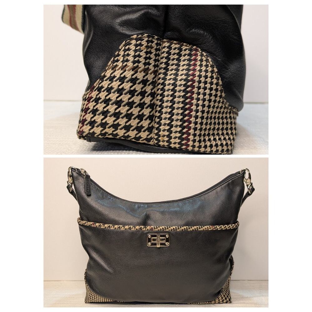 Lauren Ralph Lauren Vintage Leather & Houndstooth Trim Bag, 90s Preppy, Classic